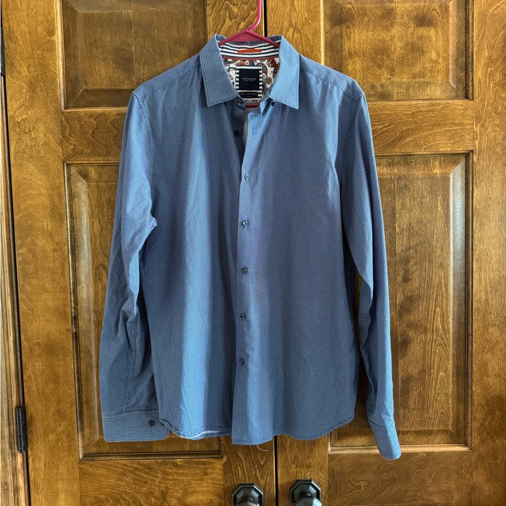 CACTUS MAN Ricky Singh Navy Blue Men's Shirt - Size Large